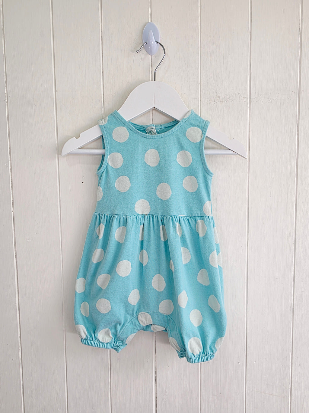 M&S - 3-6 months girls mint romper featuring giant polka dots