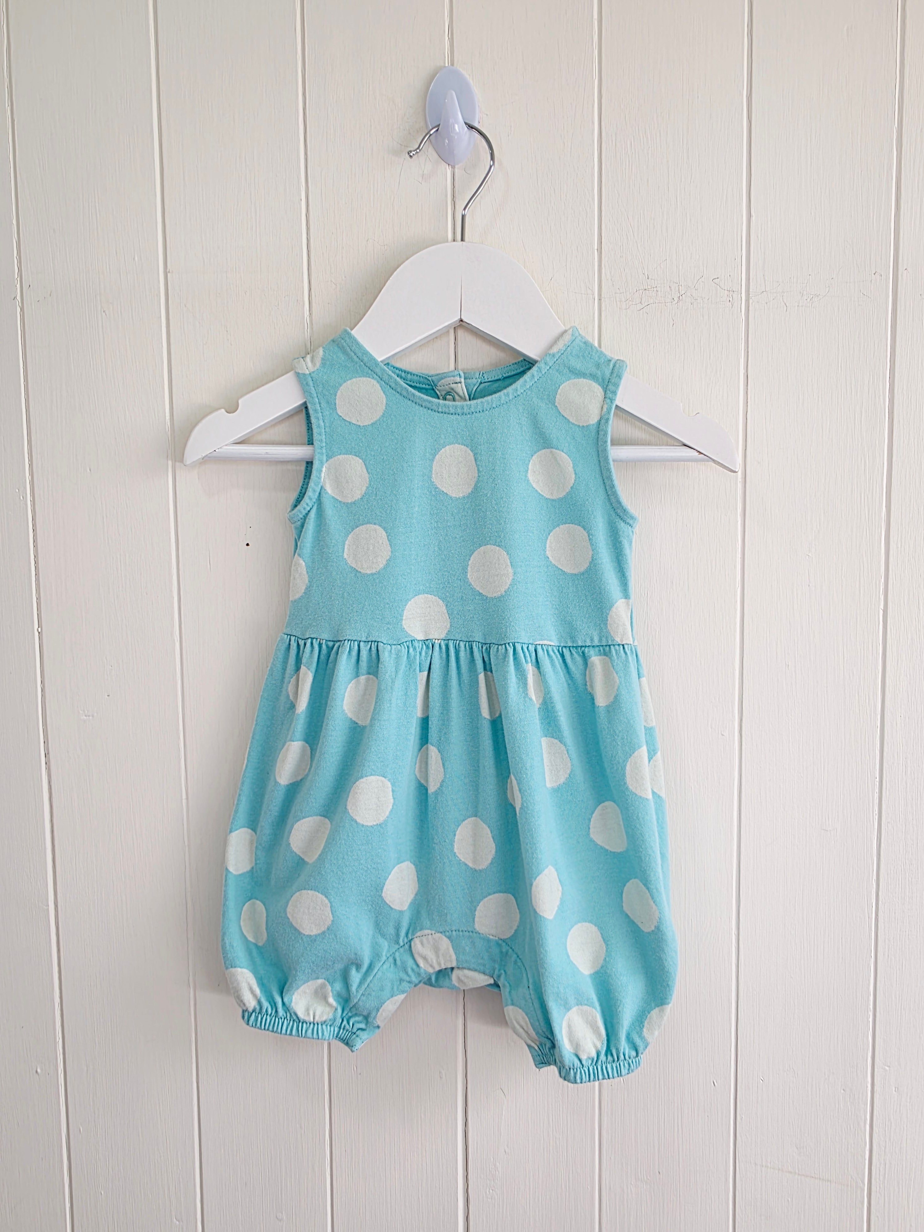 M&S - 3-6 months girls mint romper featuring giant polka dots