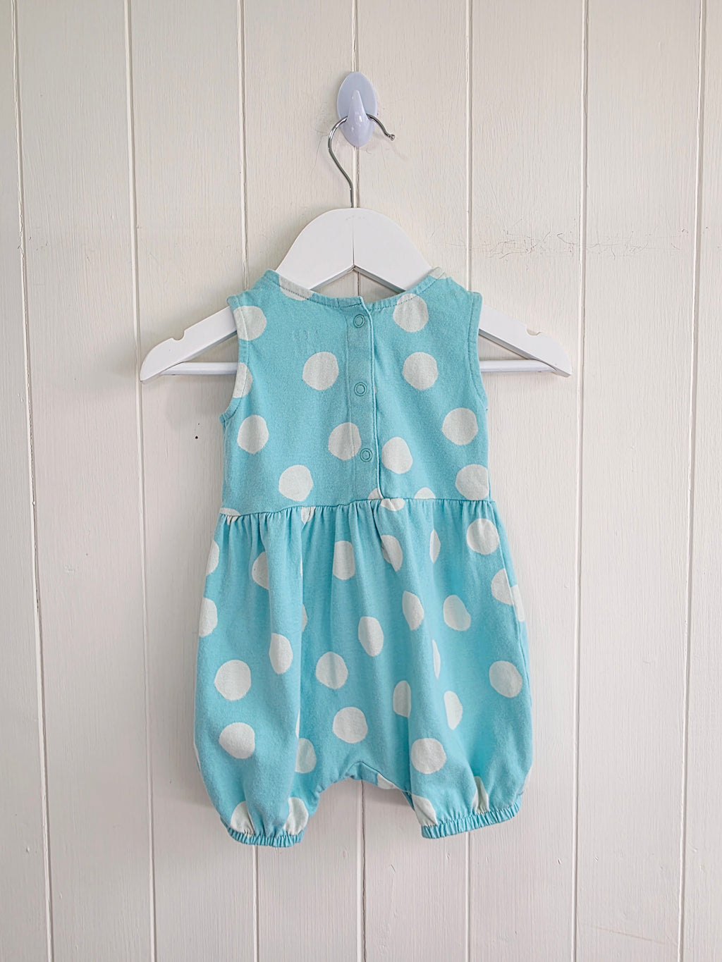 M&S - 3-6 months girls mint romper featuring giant polka dots
