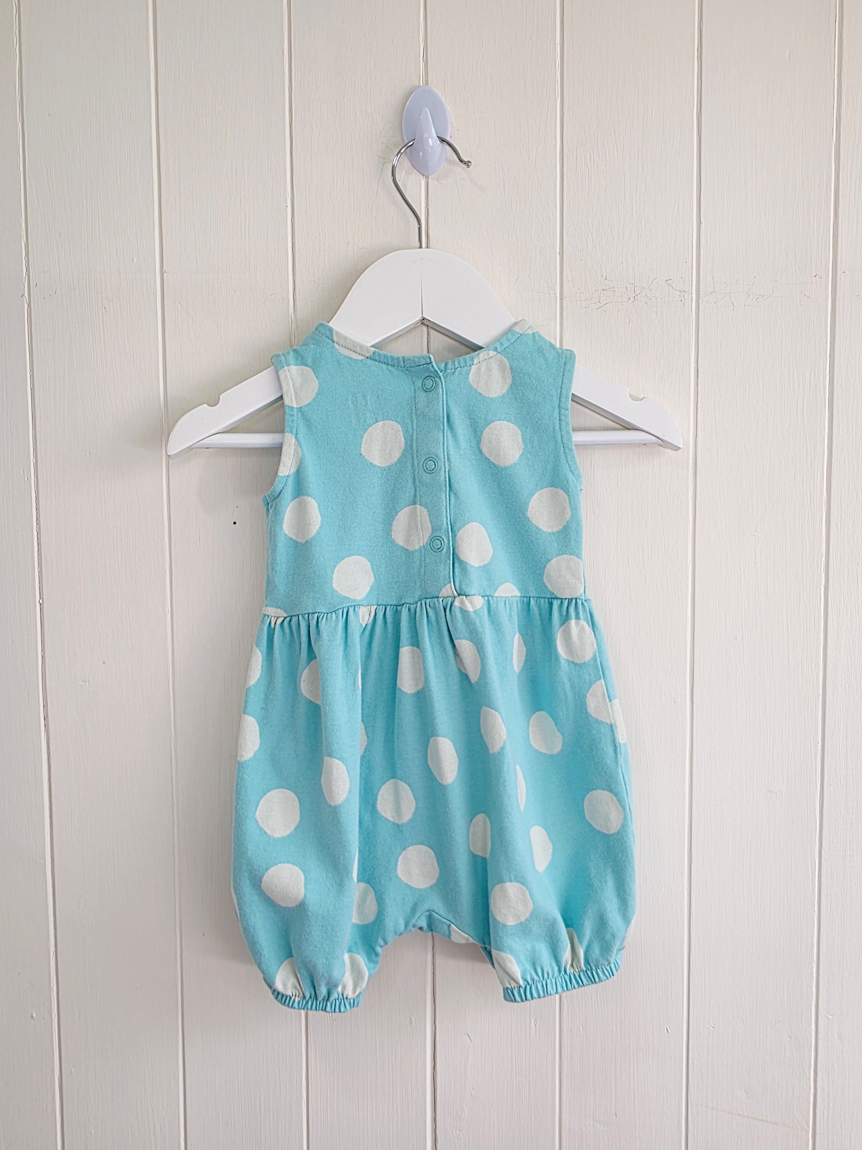 M&S - 3-6 months girls mint romper featuring giant polka dots