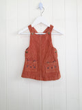 F&F - 3-6 months corduroy pinafore dress features adjustable straps and embroidered cat face pockets