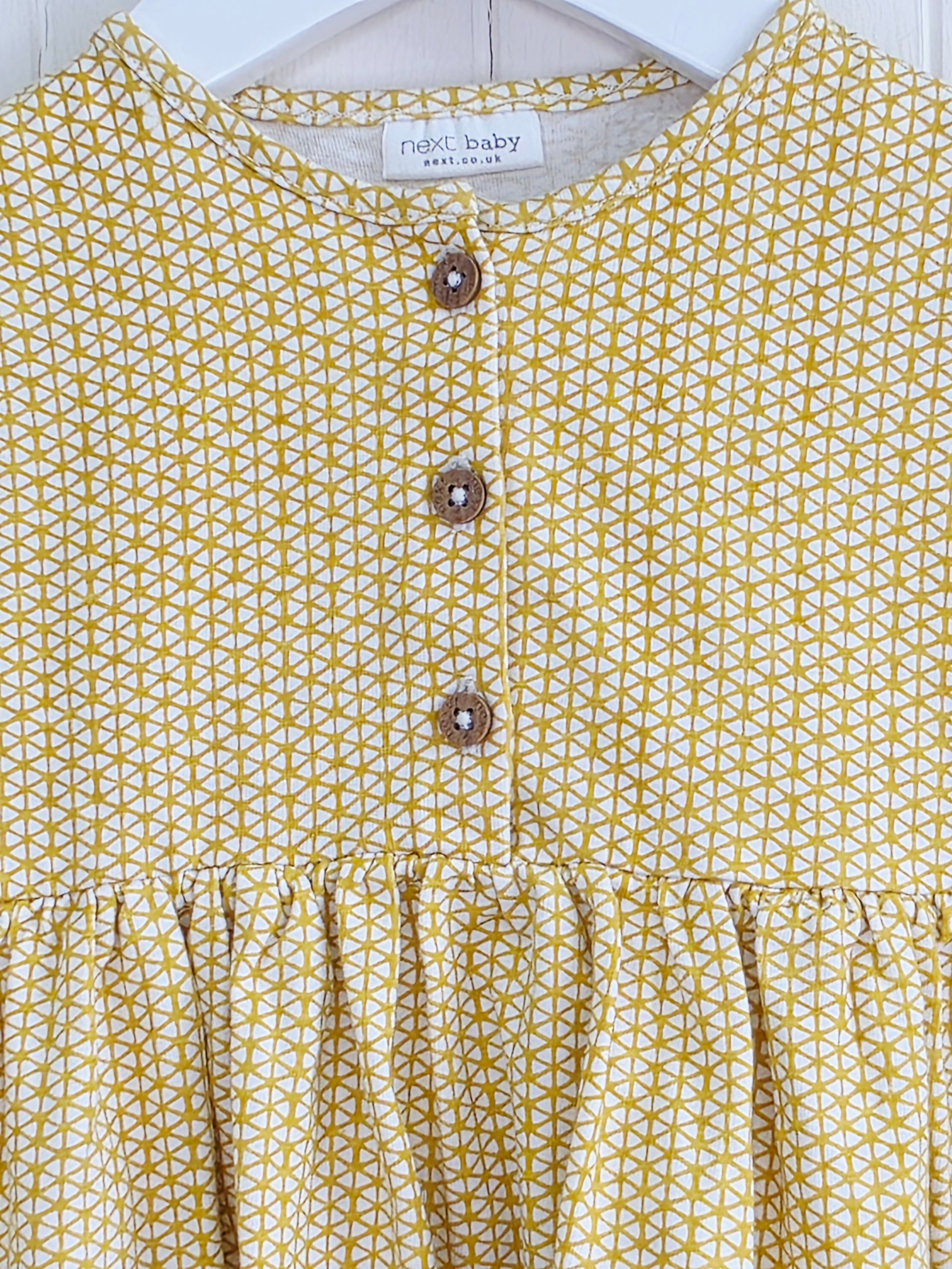 Next - 3-6 months girls yellow geometric triangle pattern dress