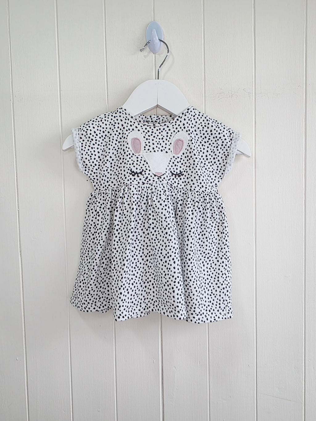 Next - 3-6 months girls short sleeve dress featuring bunny face embroidery