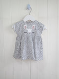 Next - 3-6 months girls short sleeve dress featuring bunny face embroidery
