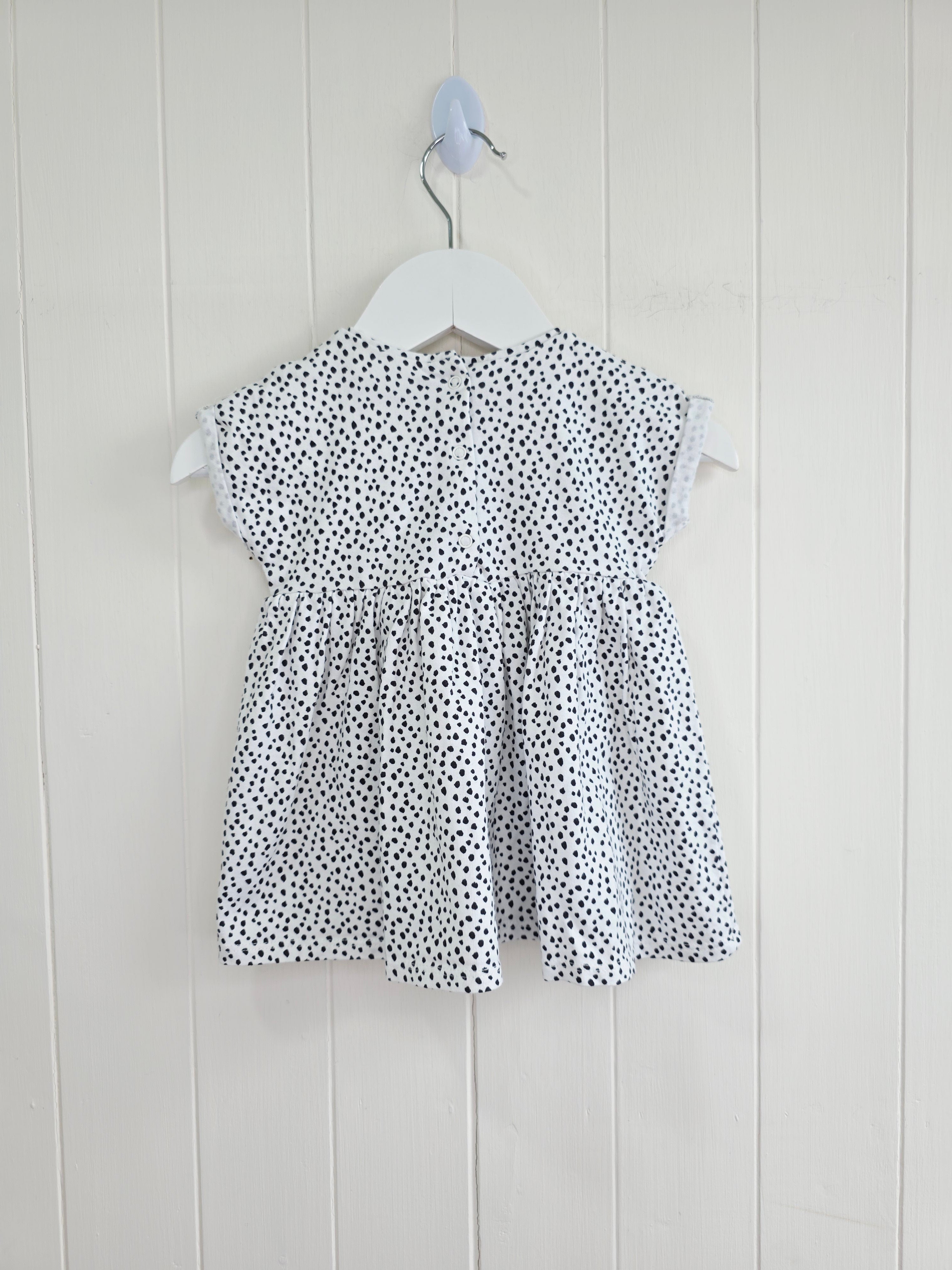 Next - 3-6 months girls short sleeve dress featuring bunny face embroidery