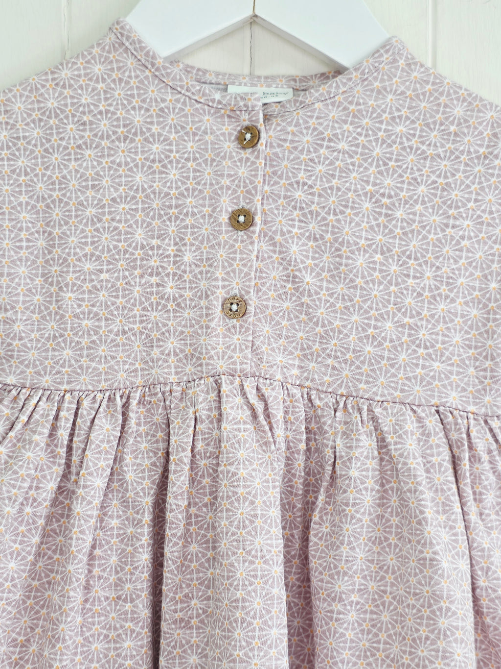 Next - 3-6 months girls dusty rose geometric pattern short sleeve dress