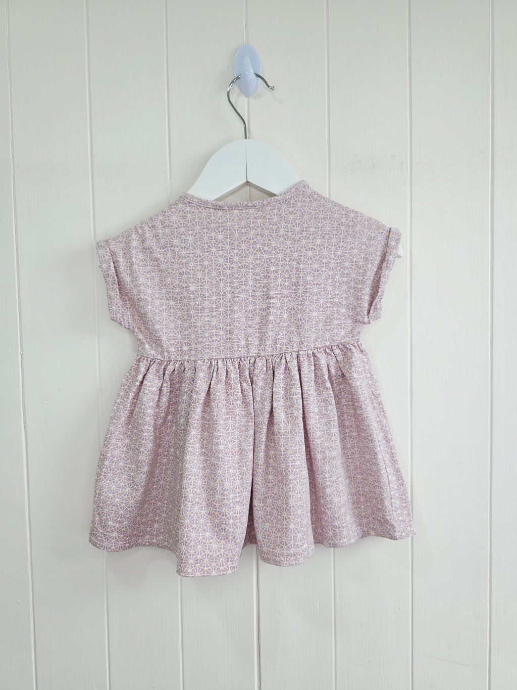 Next - 3-6 months girls dusty rose geometric pattern short sleeve dress