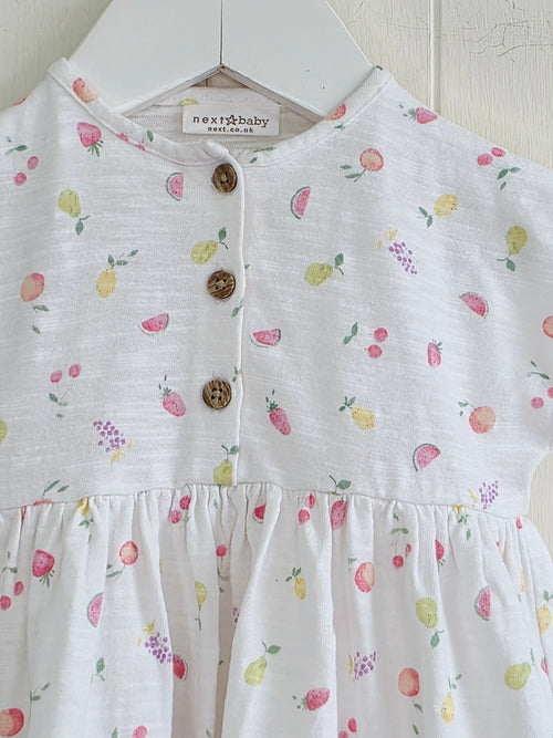 Bext - 3-6 months girls white short sleeve dress featuring fruit print