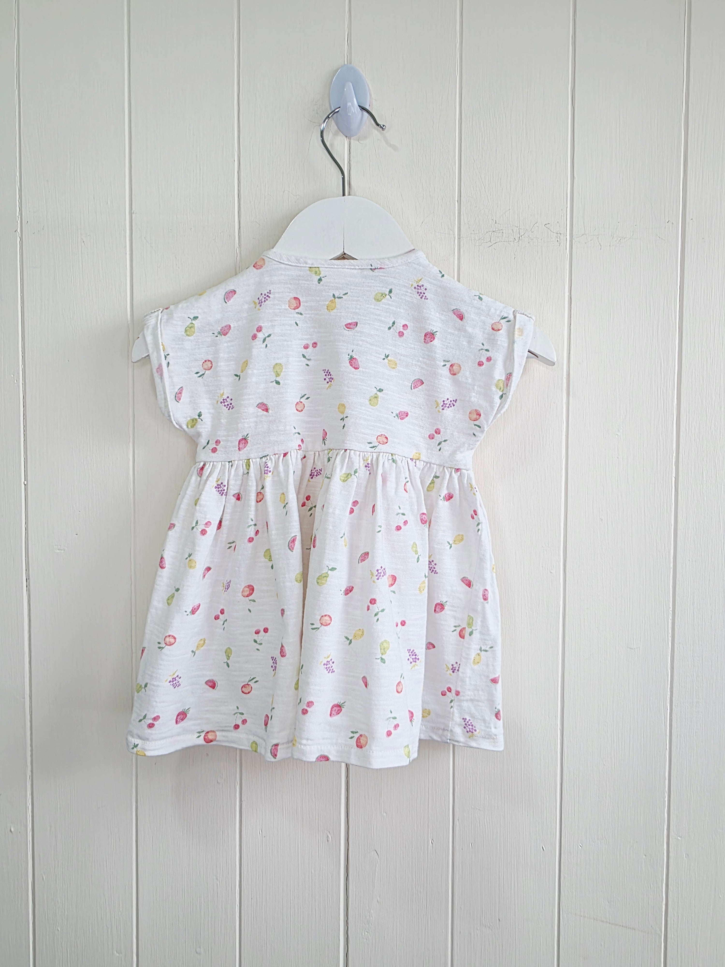 Bext - 3-6 months girls white short sleeve dress featuring fruit print