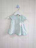 Tahari baby - 3-6 Months girls mint green cap shoulder dress featuring golden polka dot and bow on the front