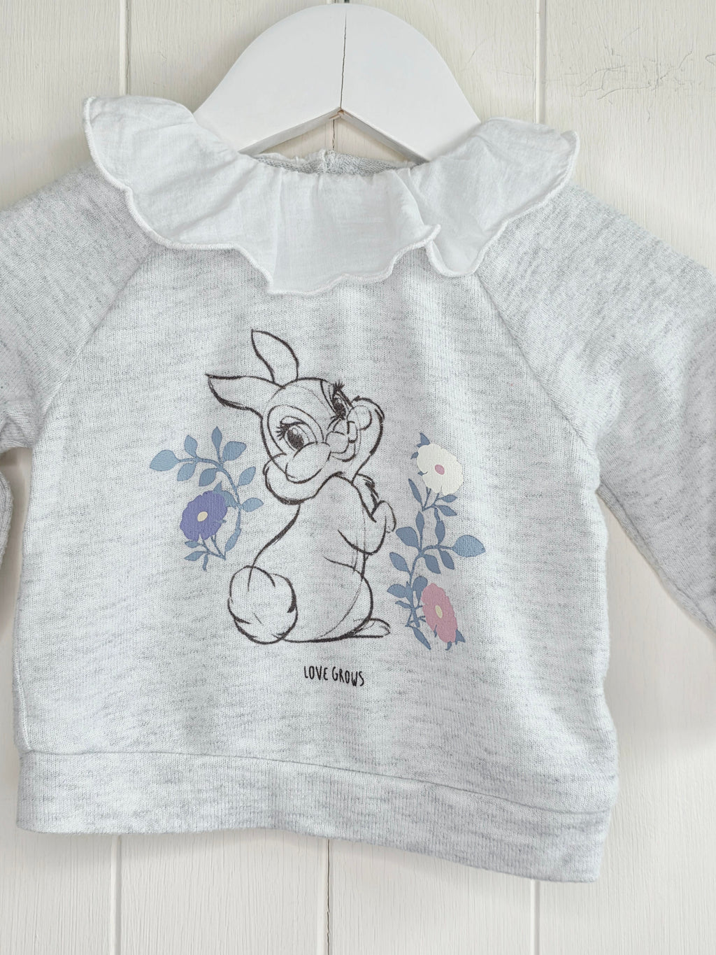 Disney at George - 3-6 months girls grey long sleeve top featuring Thumper print