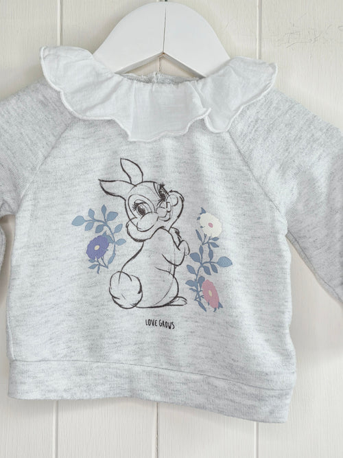 Disney at George - 3-6 months girls grey long sleeve top featuring Thumper print