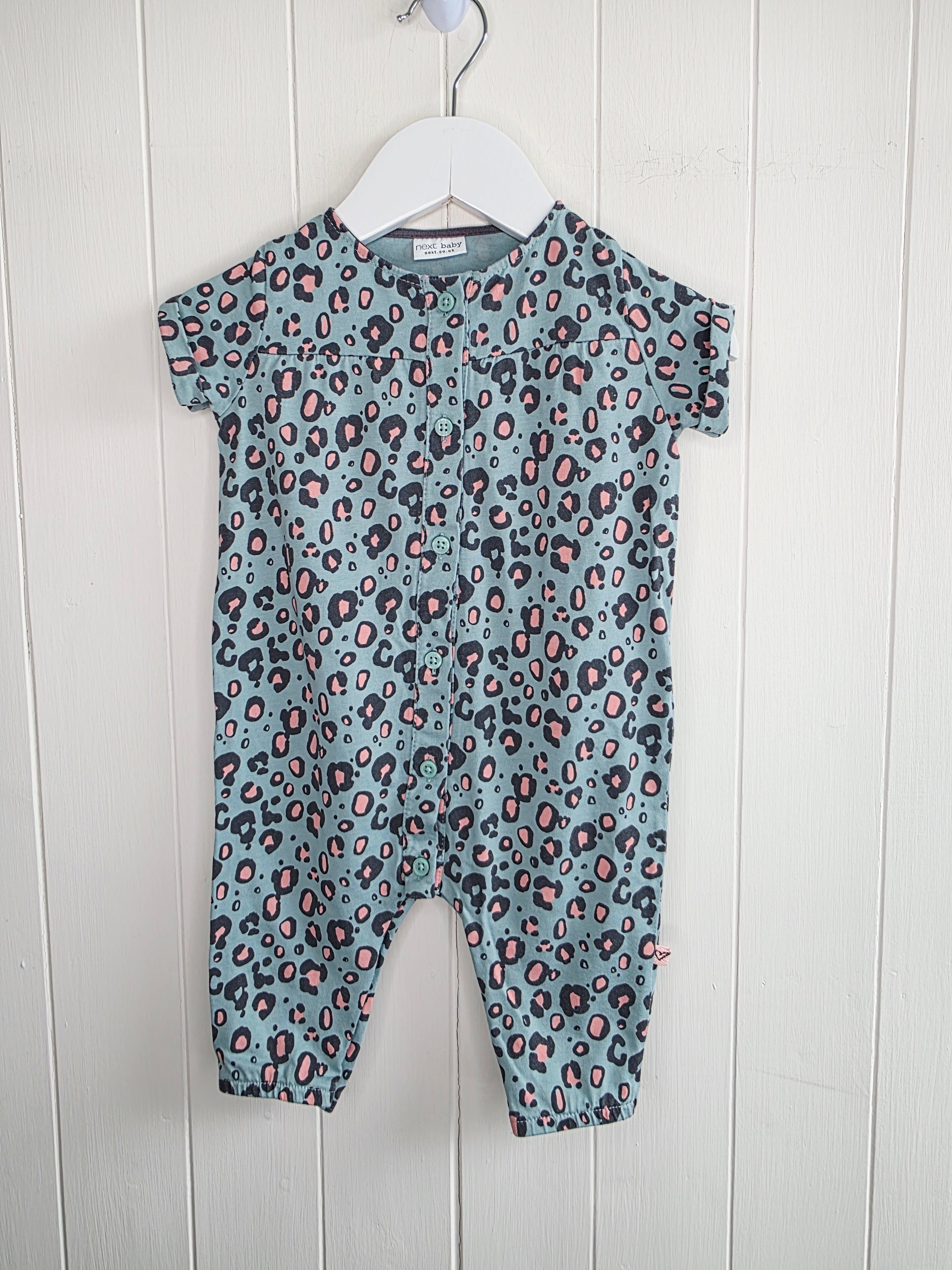 Next - 3-6 months girls leopard print long leg romper
