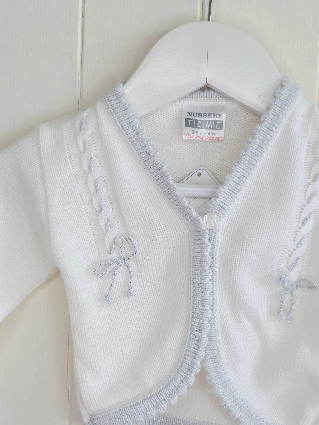Nursery Times - 3-6 months girls white cardigan