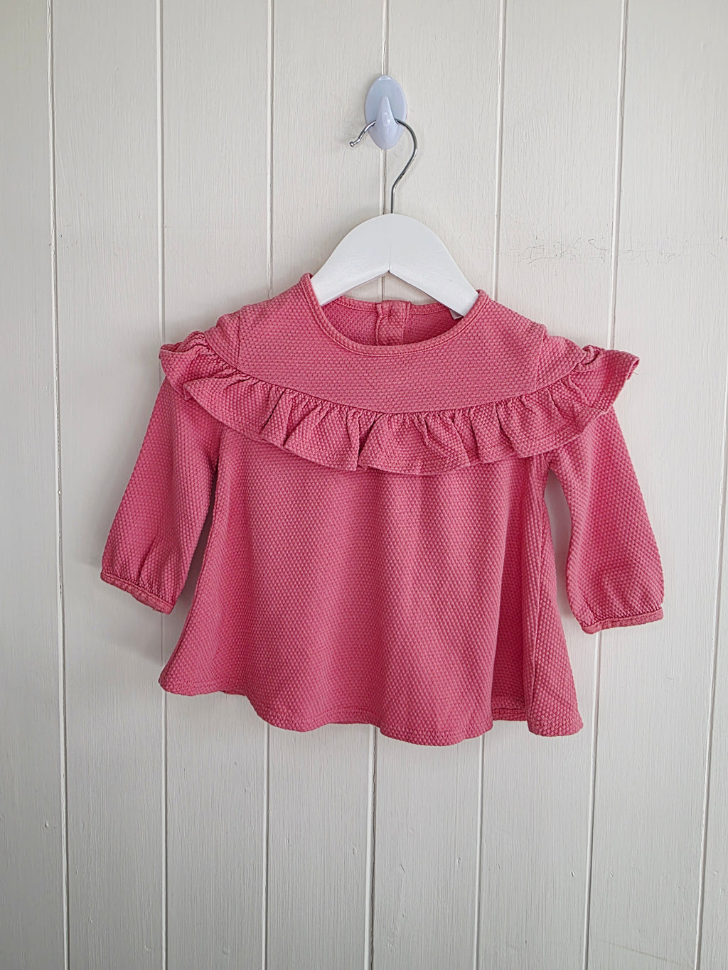 TU - 3-6 months girls pink long sleeve dress featuring ruffle detail