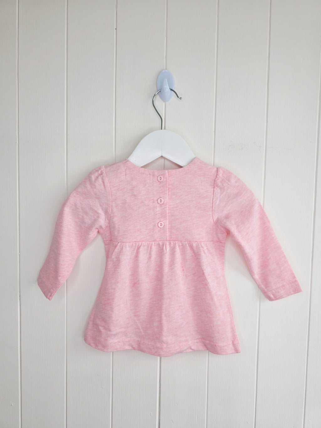 M&co baby 3-6 months girls pink dress featuring butterfly applique