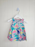 M&S - 3-6 months girls grey sleeveless dress featuring multicoloured dinosaur print