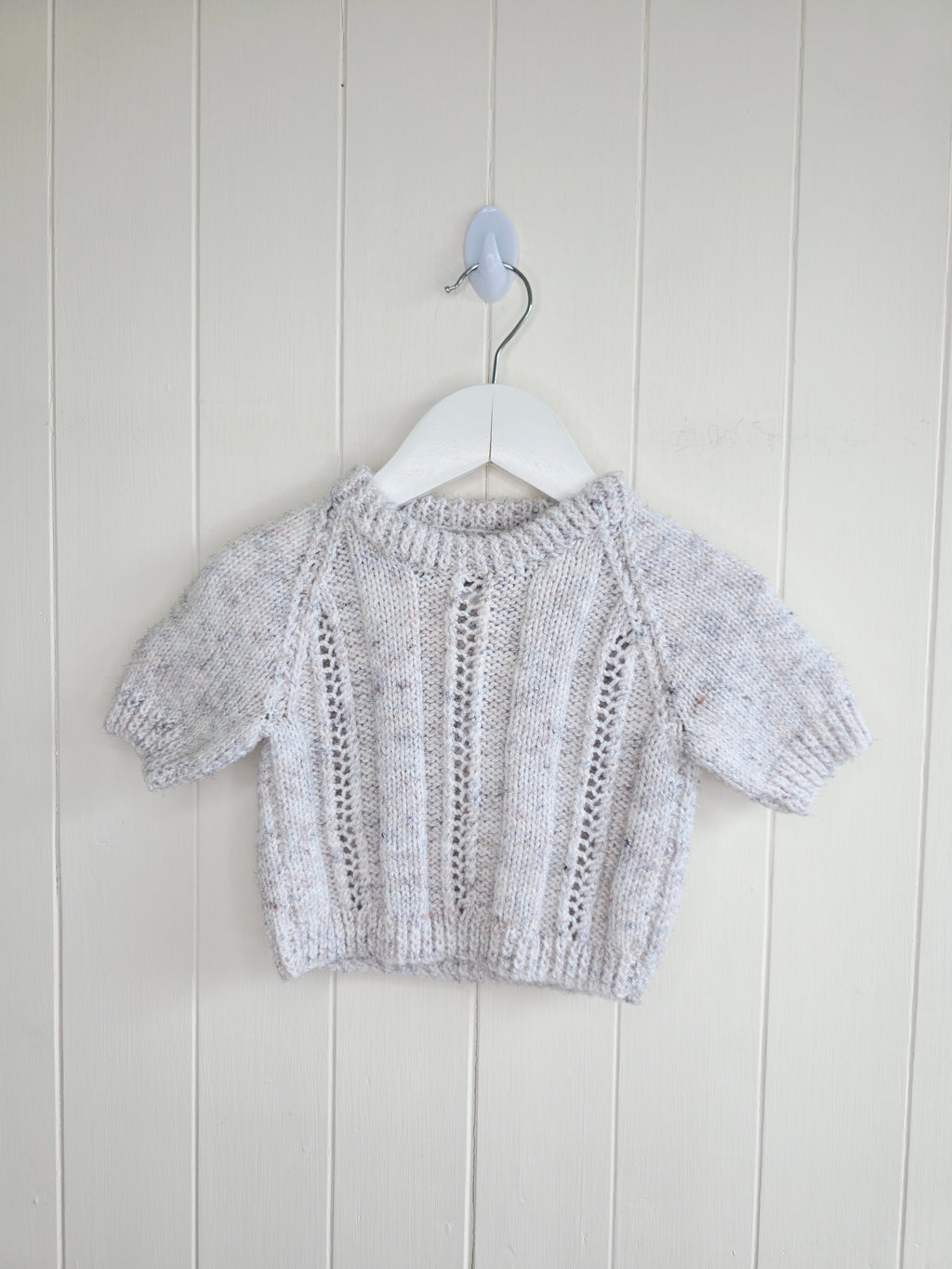 Handmade 3-6 months girls cable knit short sleeve jumper