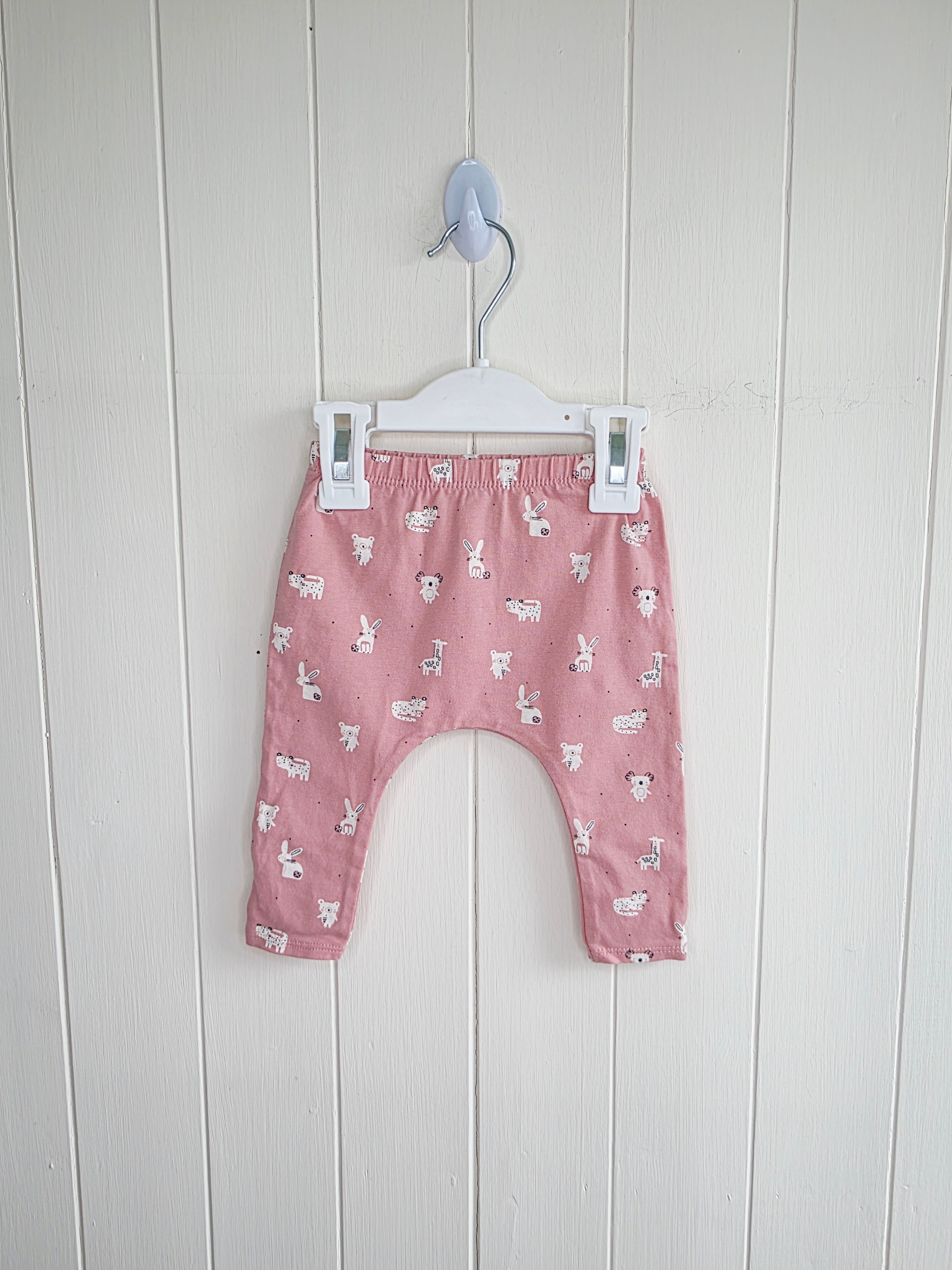 Next - 3-6 months girls pink leggings featuring all over animal print