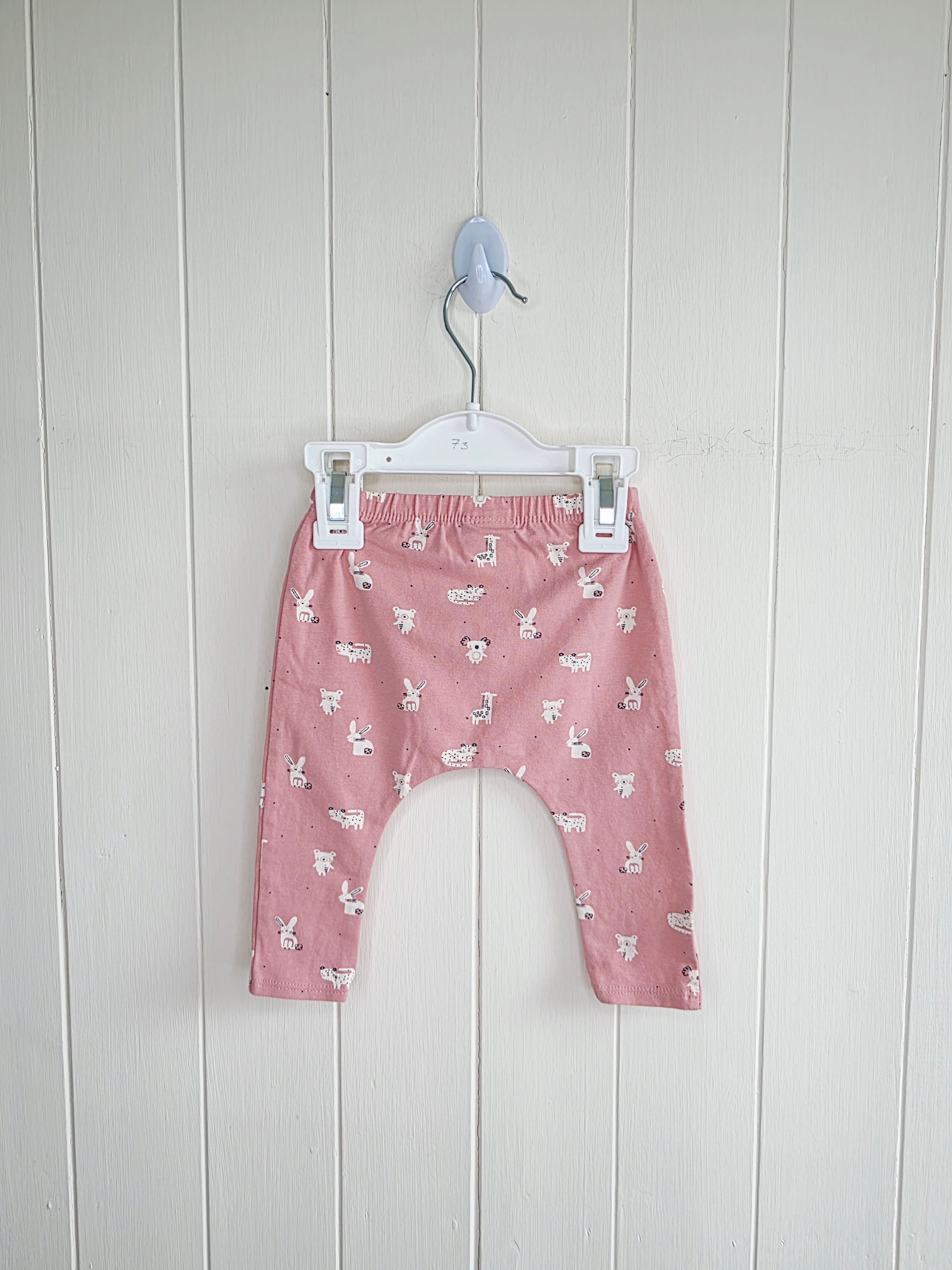 Next - 3-6 months girls pink leggings featuring all over animal print