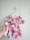 PatPat - 3-6 months girls white floral dress with tie up headband