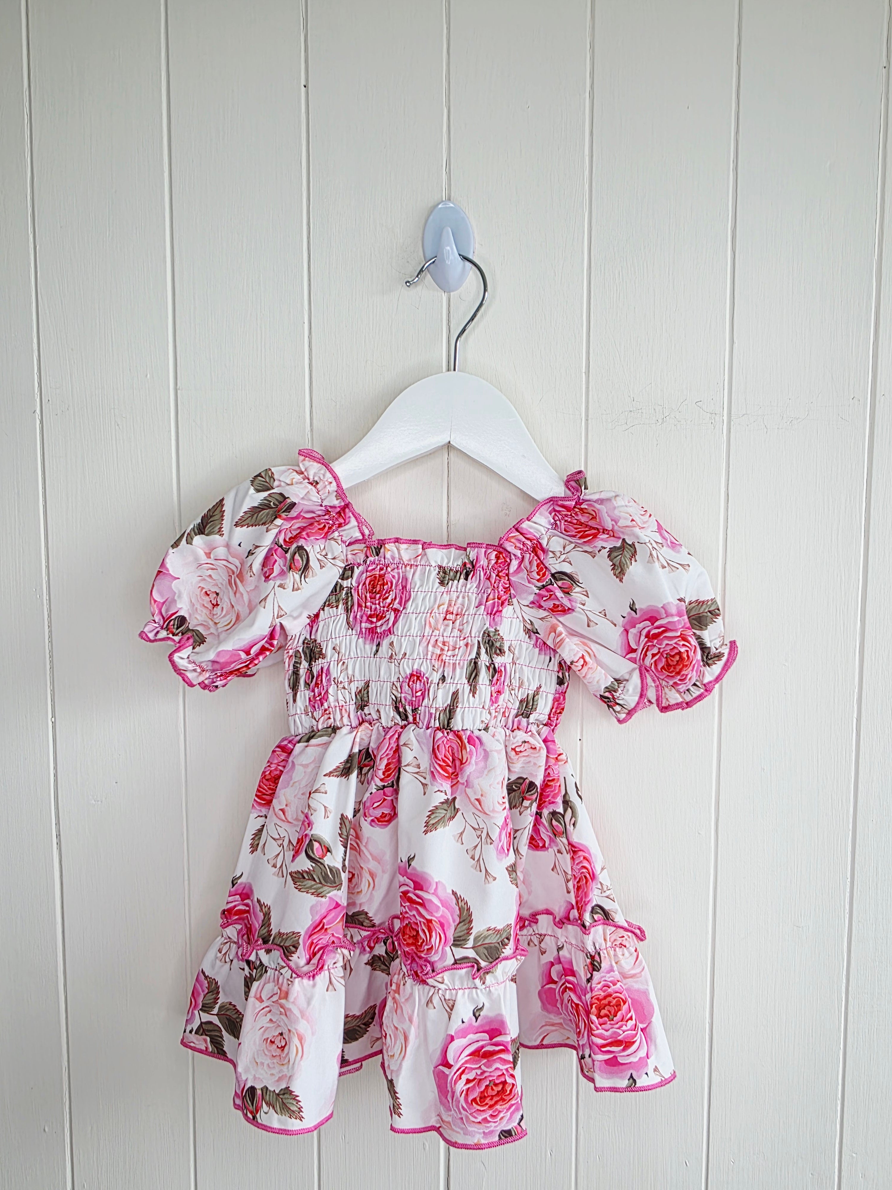 PatPat - 3-6 months girls white floral dress with tie up headband