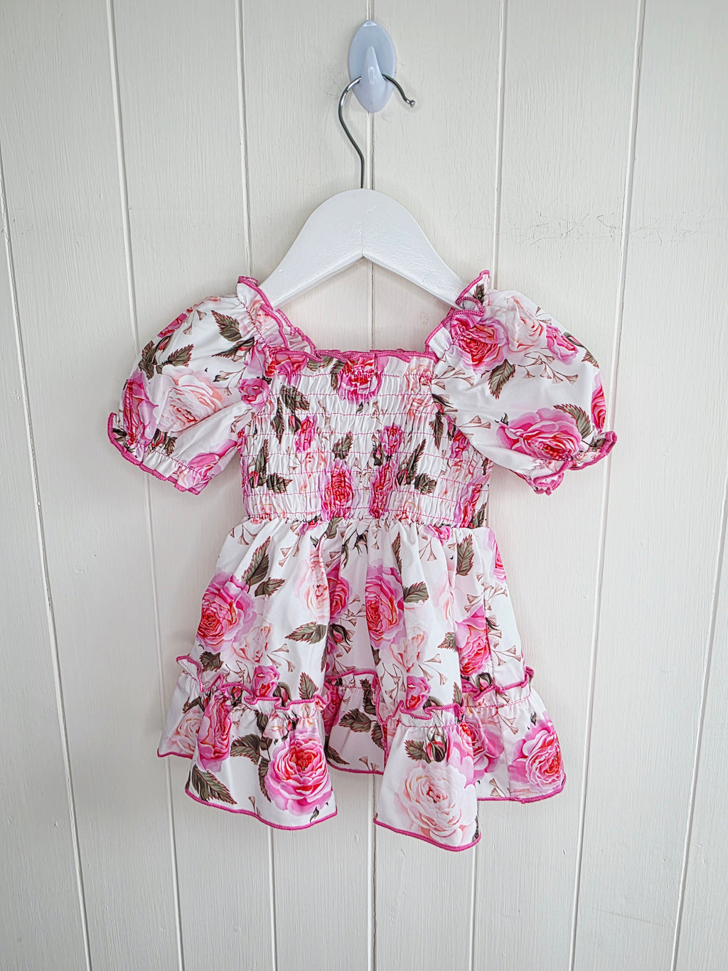 PatPat - 3-6 months girls white floral dress with tie up headband