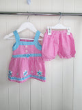Cuddlesome - 3-6 months girls gingham sleeveless dress and bloomers set