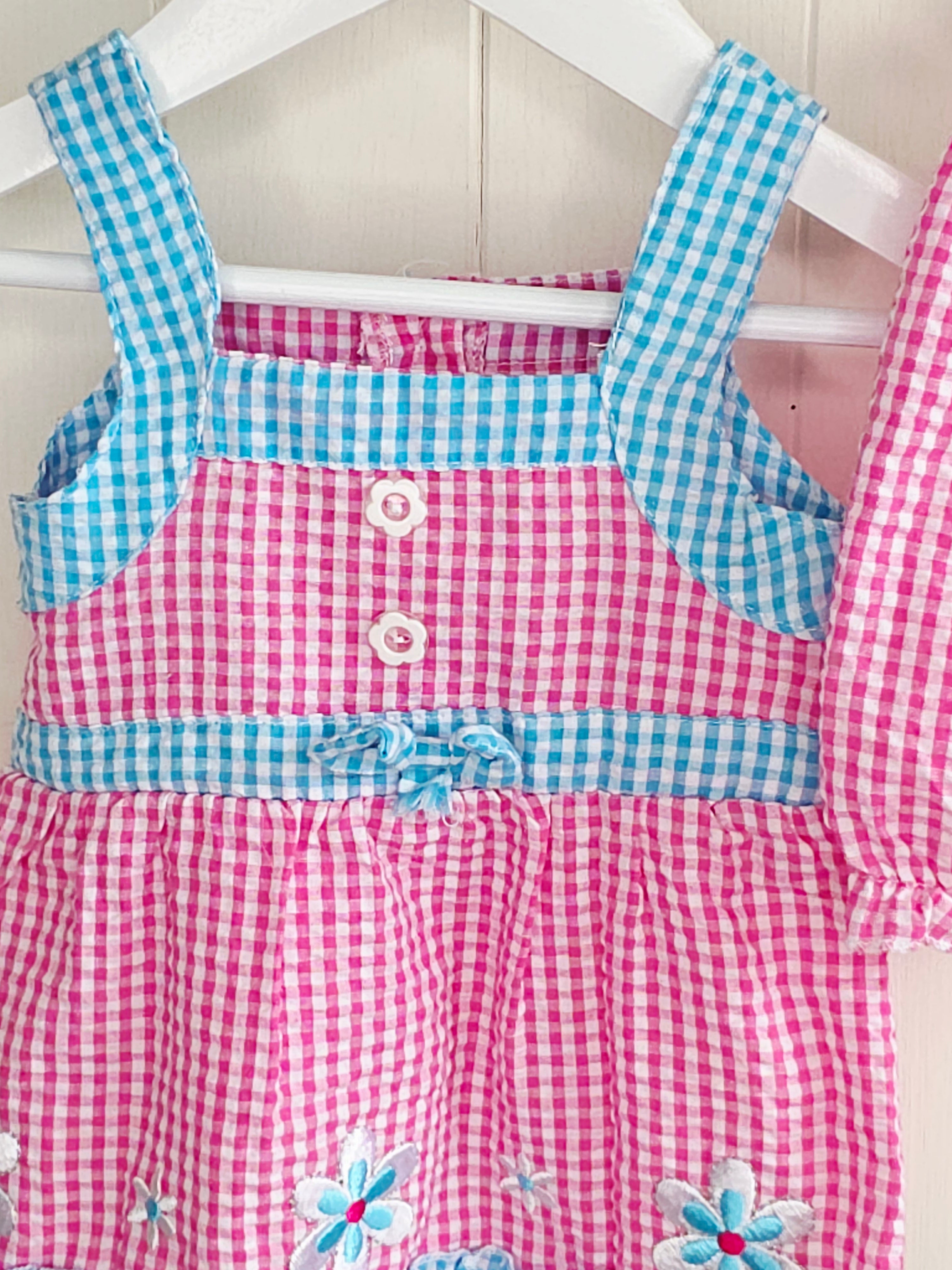 Cuddlesome - 3-6 months girls gingham sleeveless dress and bloomers set