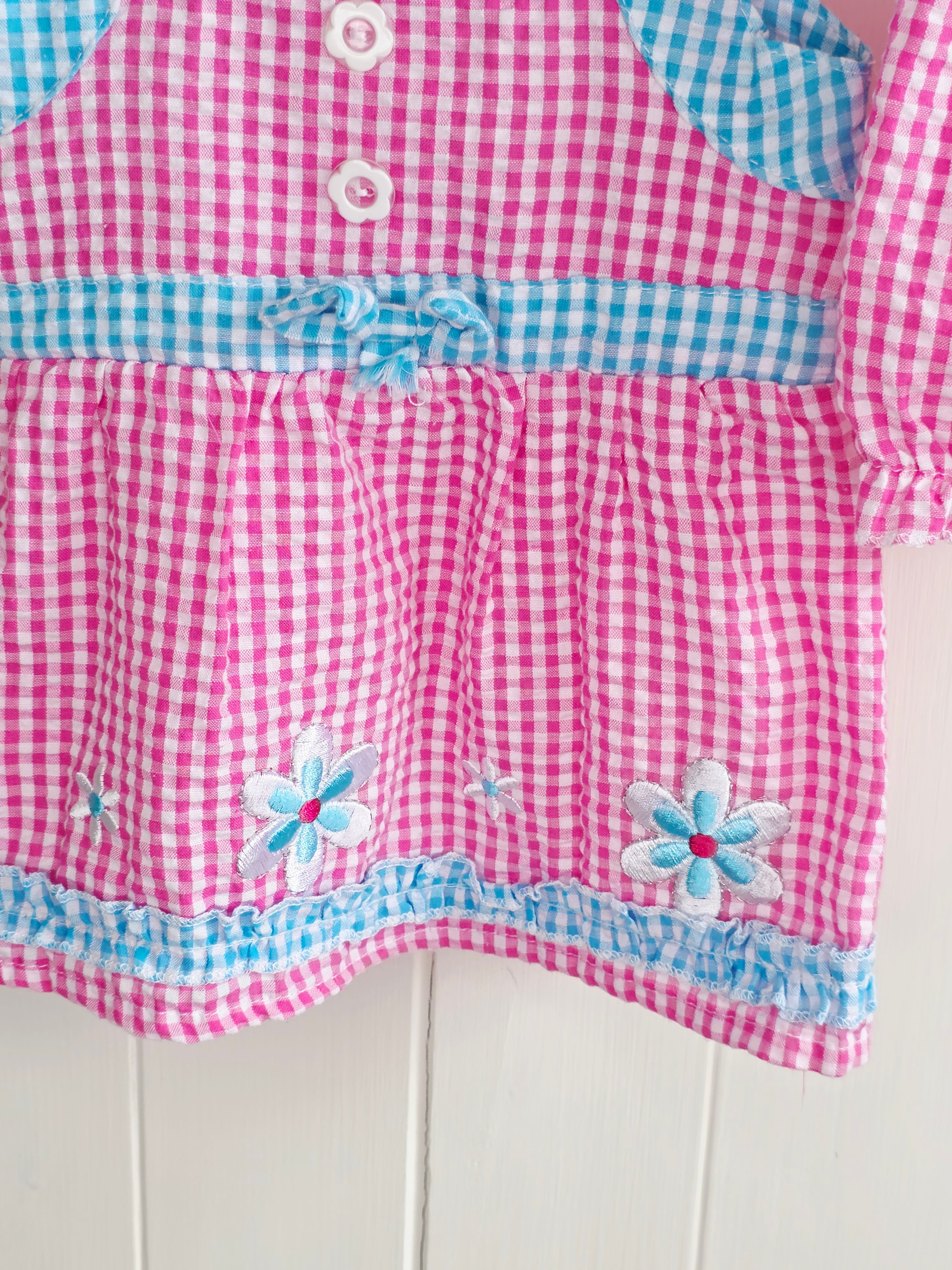 Cuddlesome - 3-6 months girls gingham sleeveless dress and bloomers set