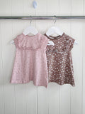 George - 3-6 months girls pink and brown floral short sleeved dress set