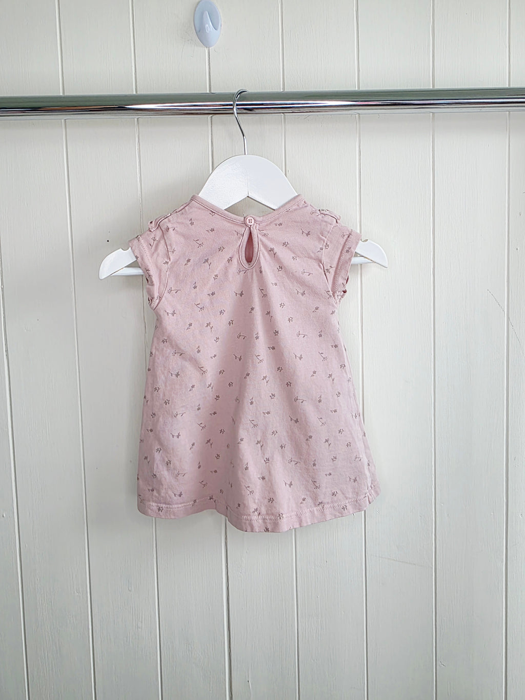 George - 3-6 months girls pink and brown floral short sleeved dress set