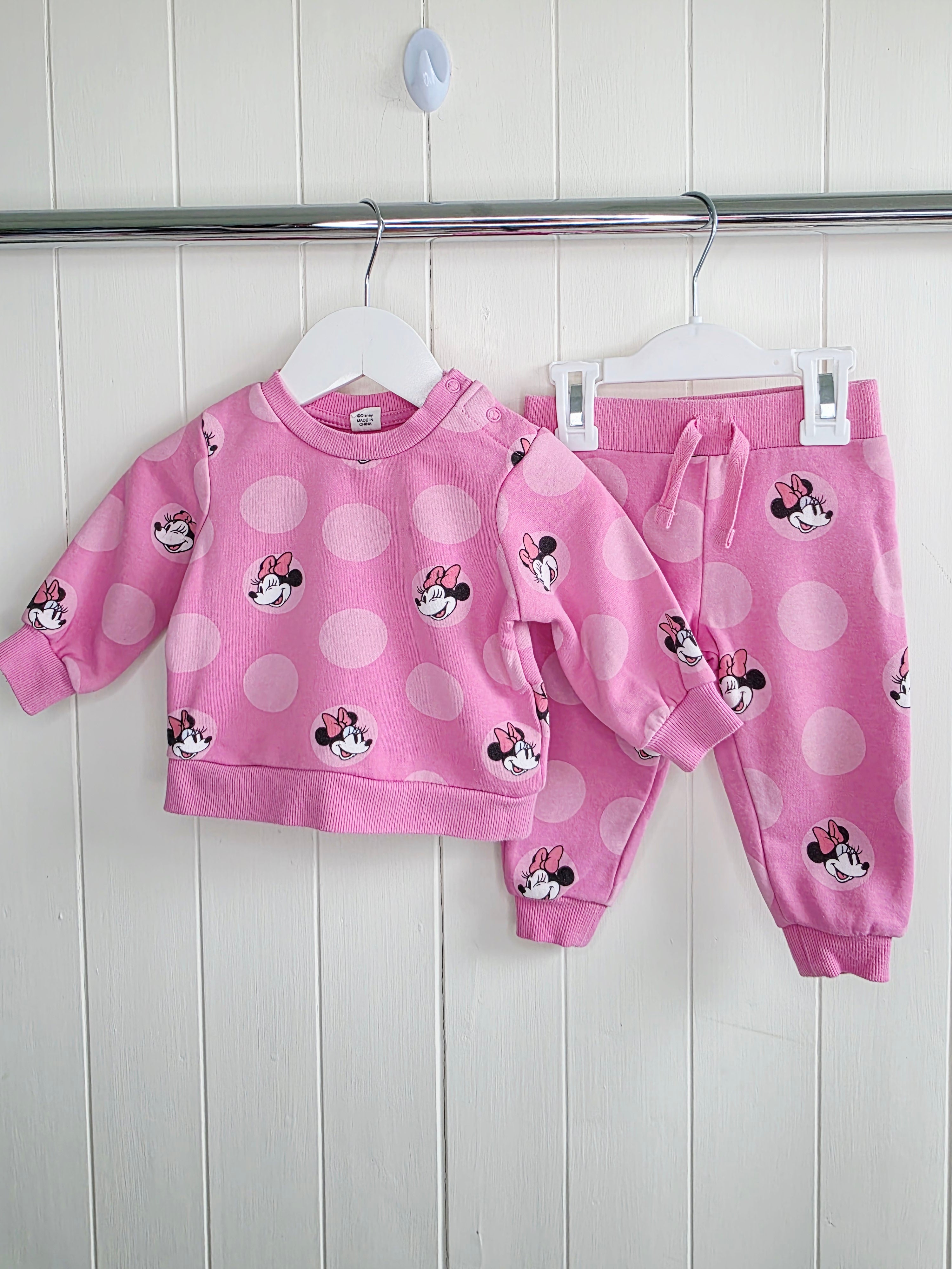 Minnie Mouse at Primark - 6-9 months girls pink jumper and joggers set