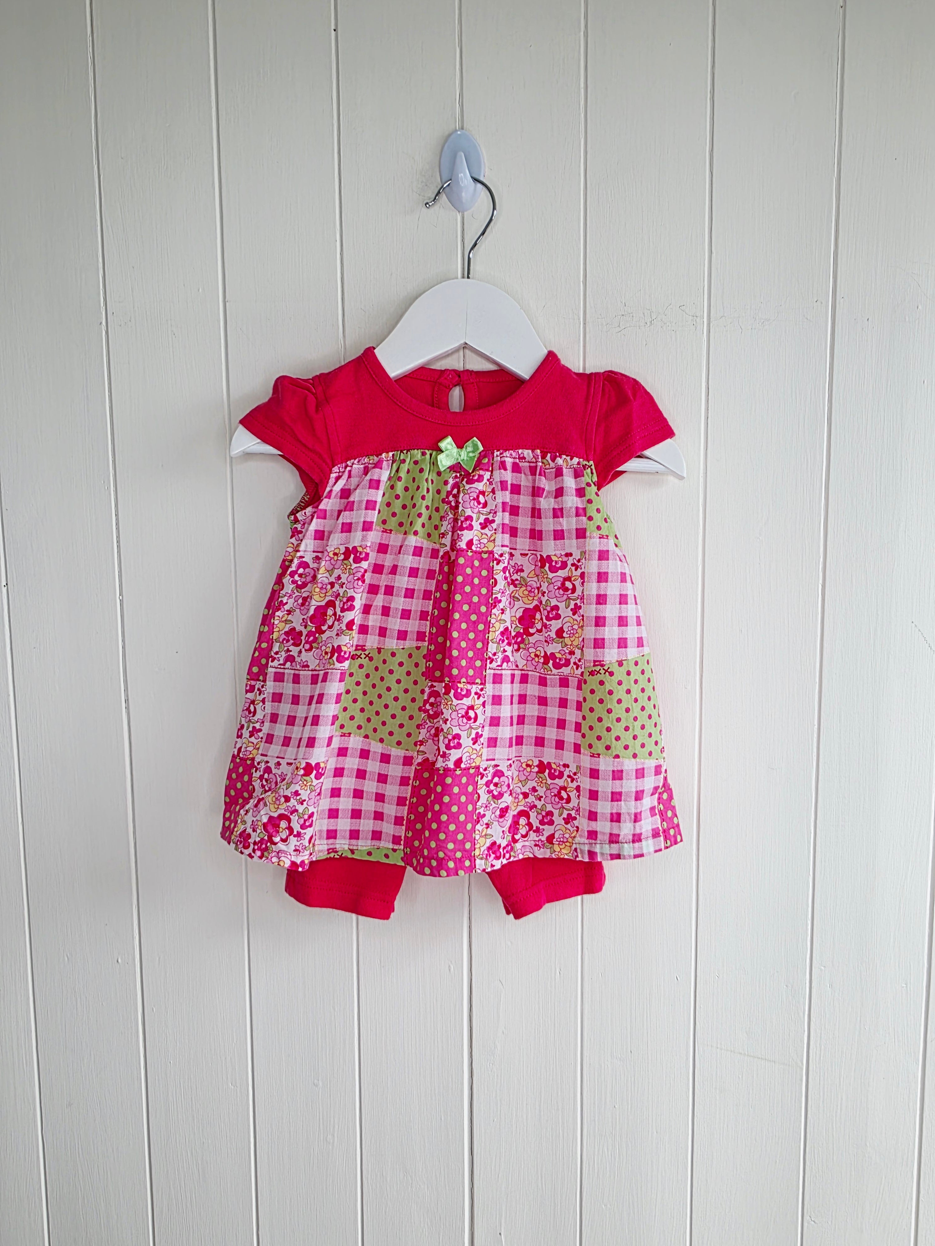 George - 3-6 months girls pink romper dress featuring floral patwork