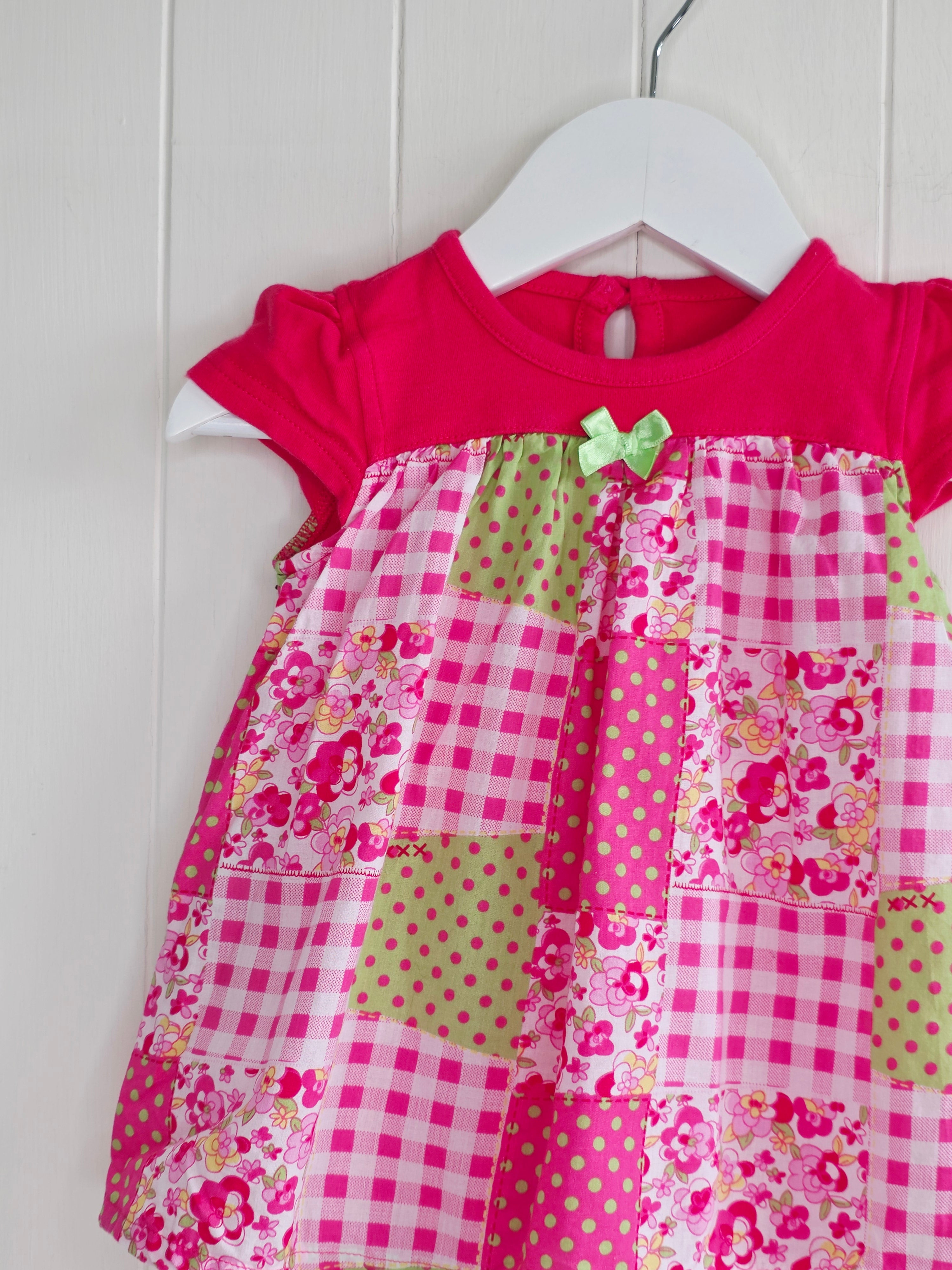 George - 3-6 months girls pink romper dress featuring floral patwork