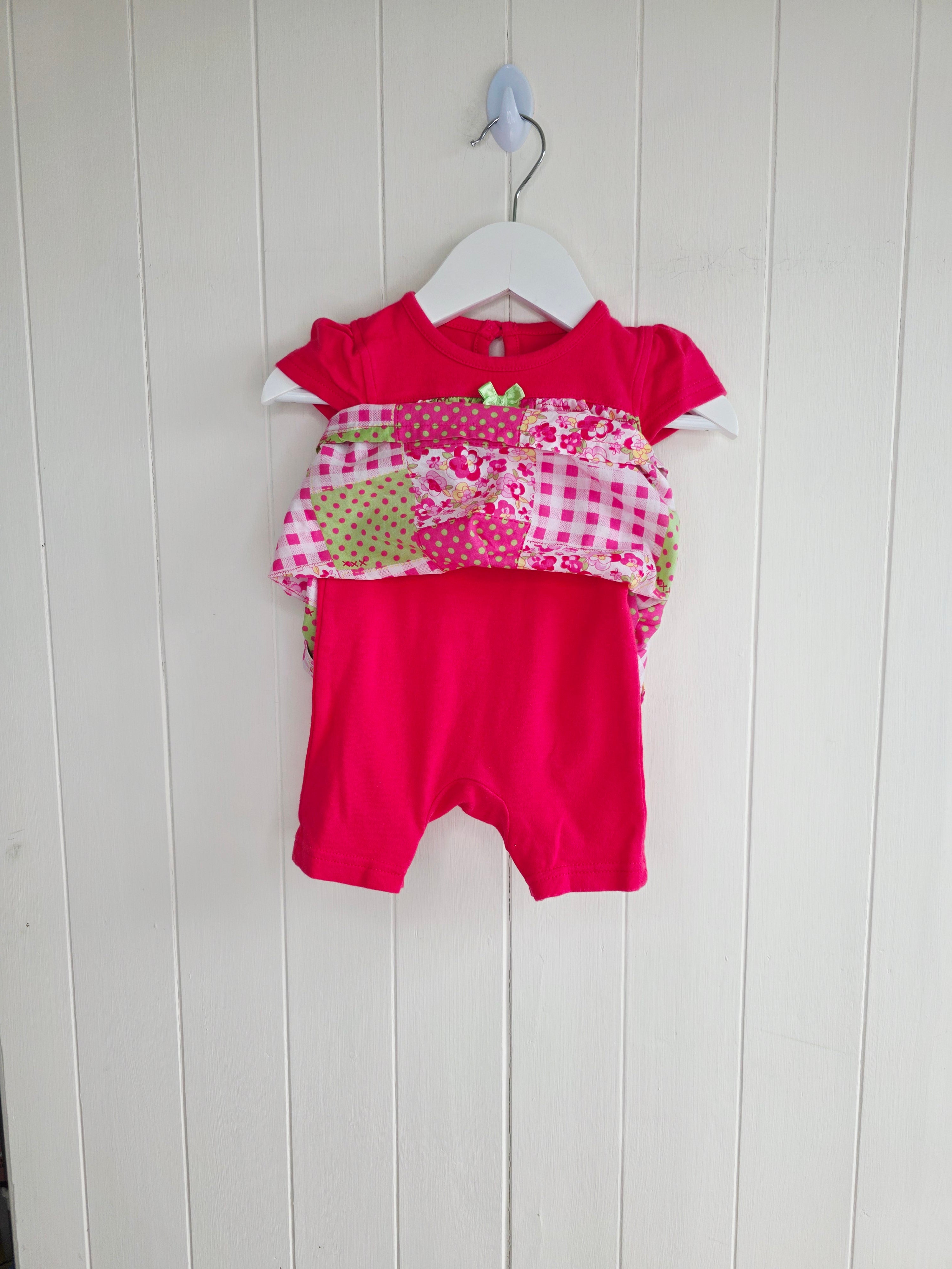 George - 3-6 months girls pink romper dress featuring floral patwork