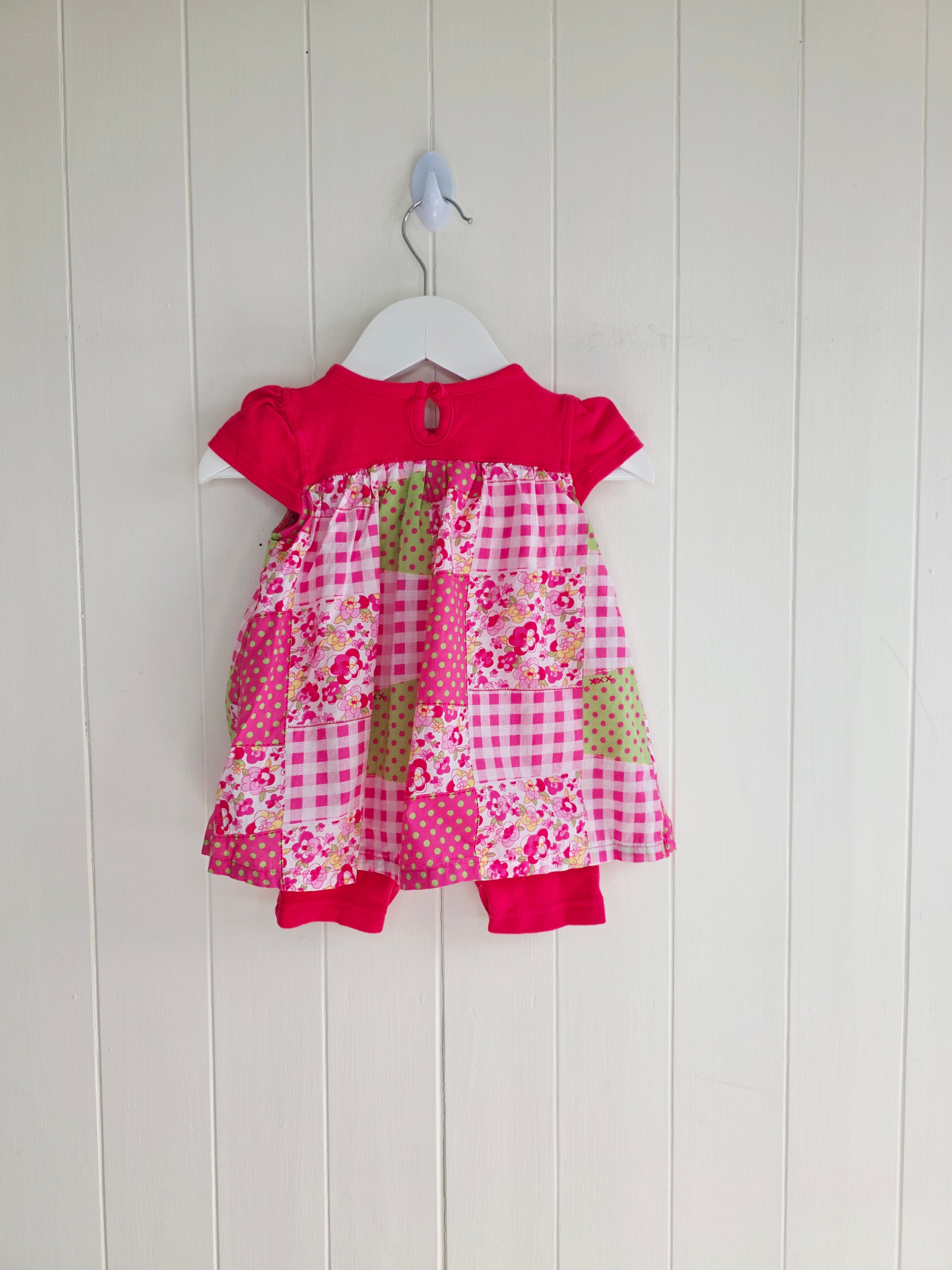 George - 3-6 months girls pink romper dress featuring floral patwork