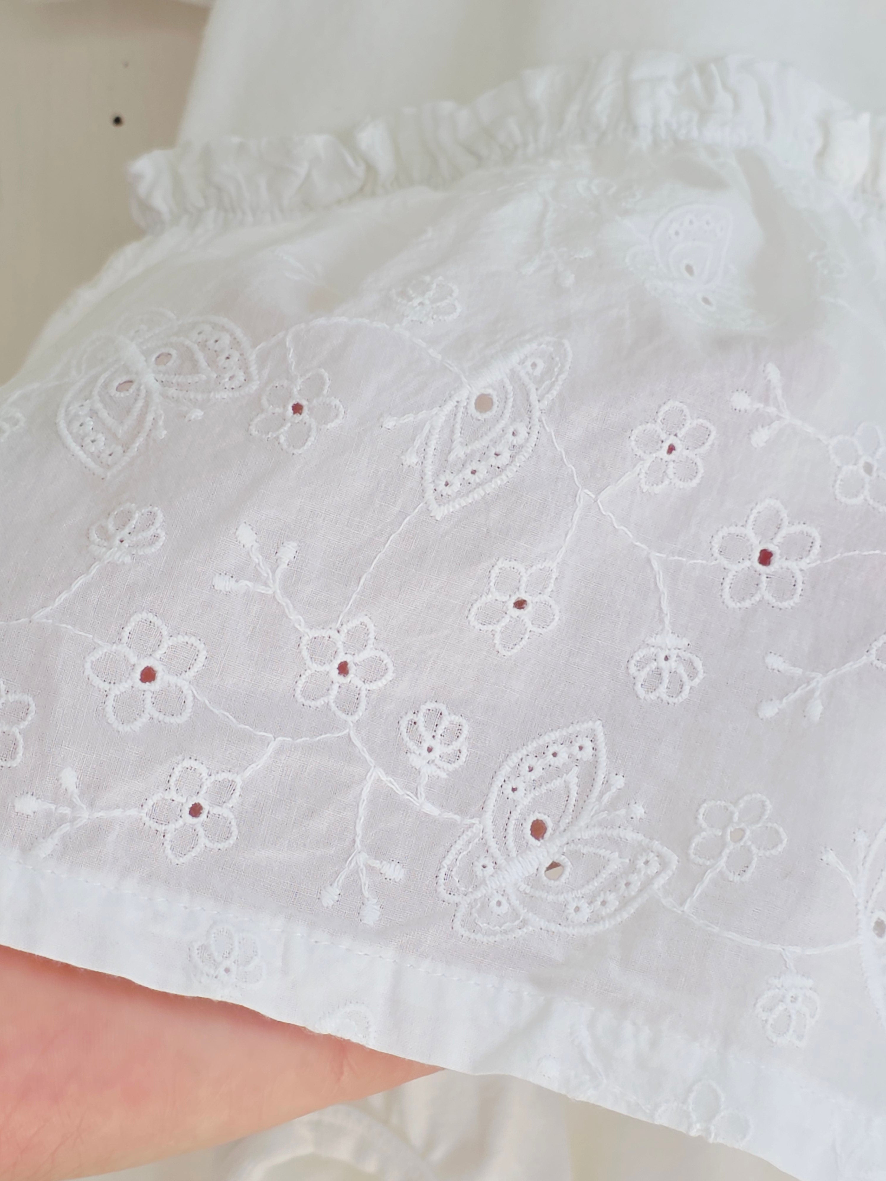 Polarn O. Pyret - 4-6 months girls white bodysuit dress featuring broiderie anglaise