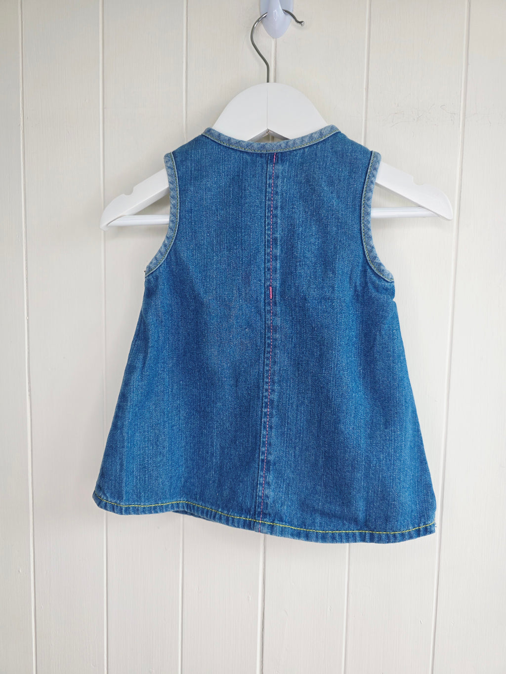 George - 3-6 months girls denim pinafore dress featuring embroidered "watch me grow"