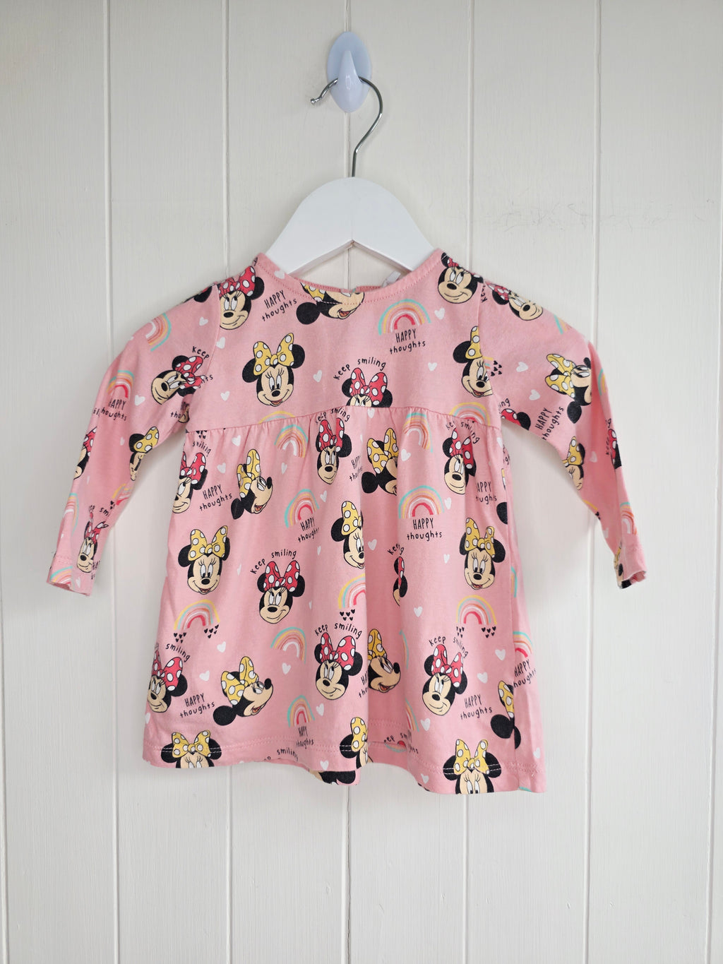 Disney Minnie Mouse - 3-6 months girls pink long sleeve dress featuring all over Minnie print