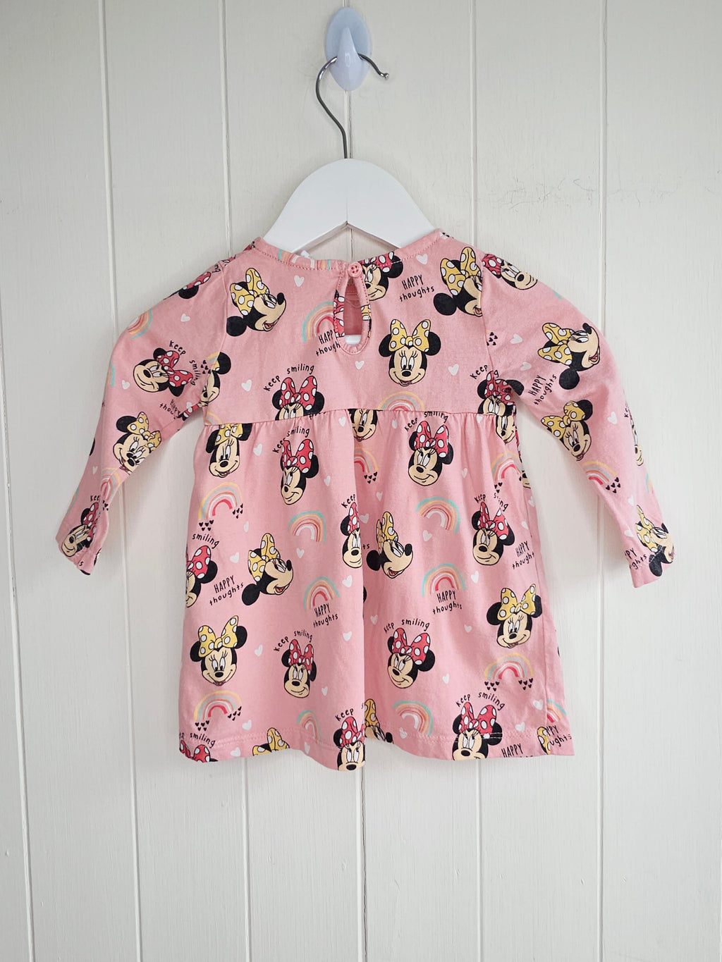 Disney Minnie Mouse - 3-6 months girls pink long sleeve dress featuring all over Minnie print