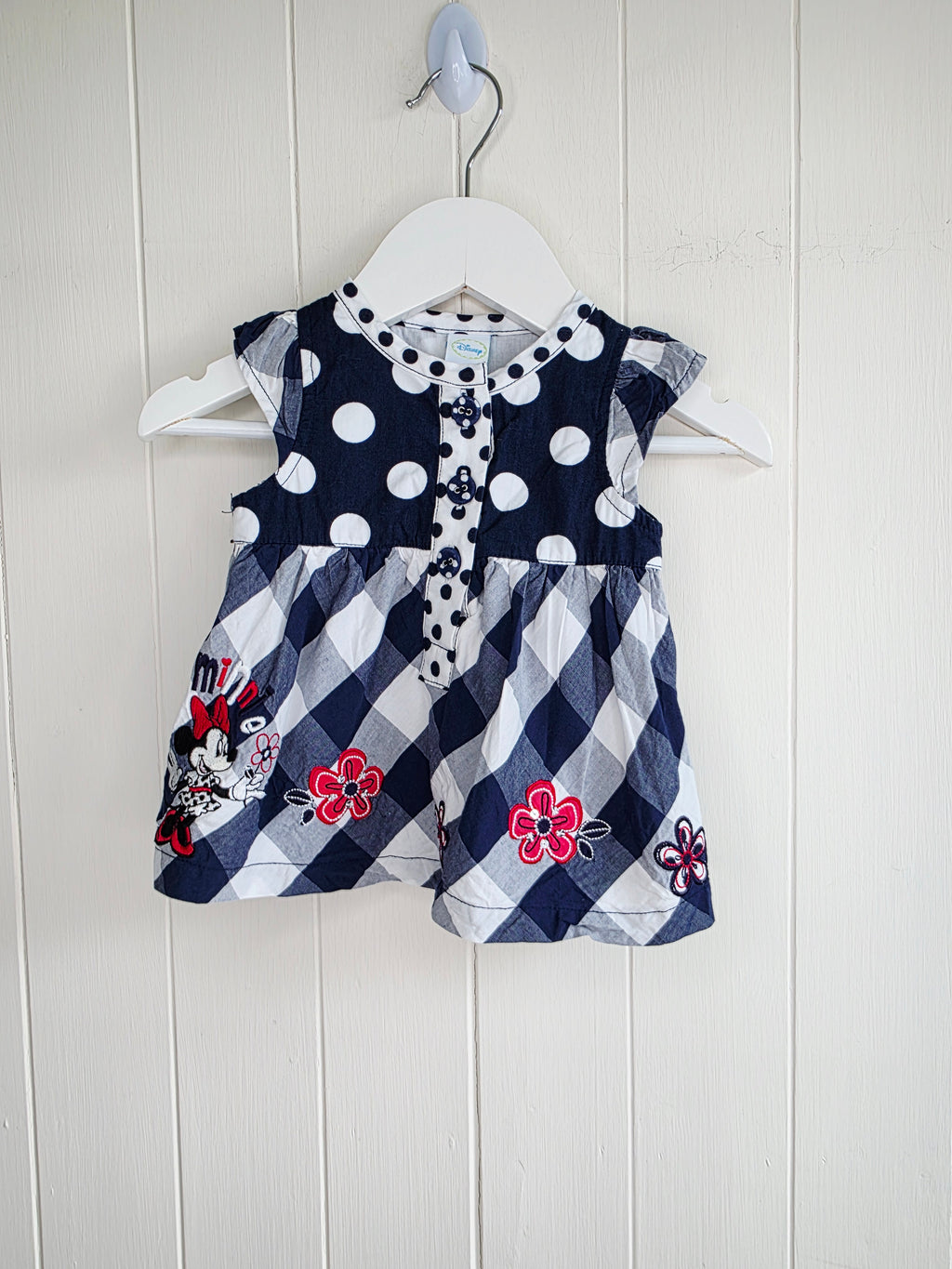 Disney Minnie Mouse - 3-6 months navy and white sleeveless dress
