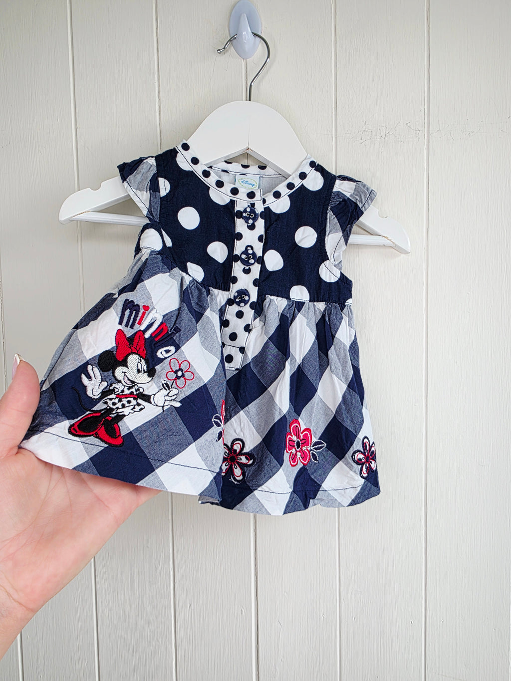 Disney Minnie Mouse - 3-6 months navy and white sleeveless dress