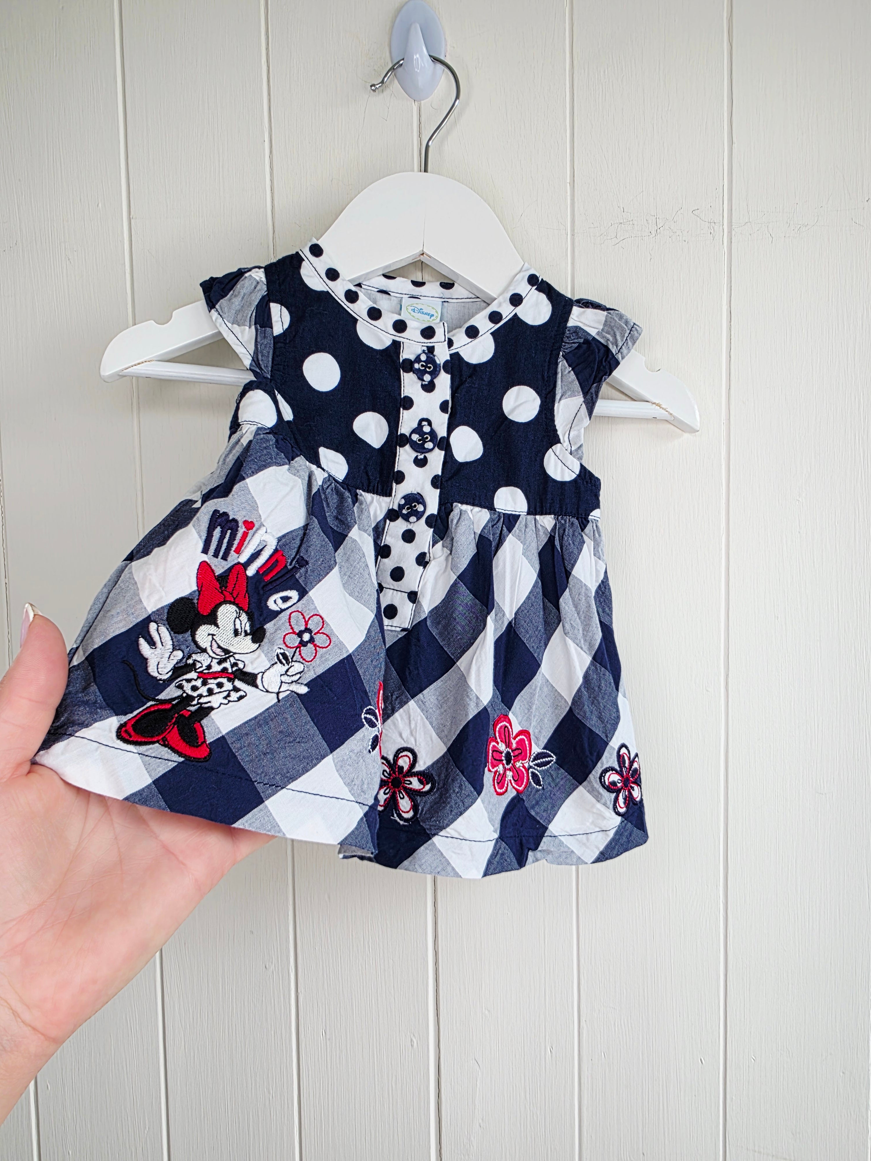 Disney Minnie Mouse - 3-6 months navy and white sleeveless dress