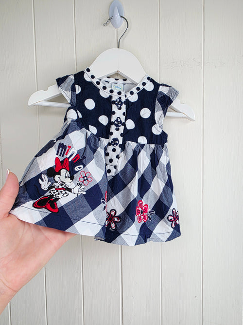 Disney Minnie Mouse - 3-6 months navy and white sleeveless dress