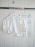 Rock A Bye Baby Boutique - 3-6 months girls knit white cardigan and bottom set
