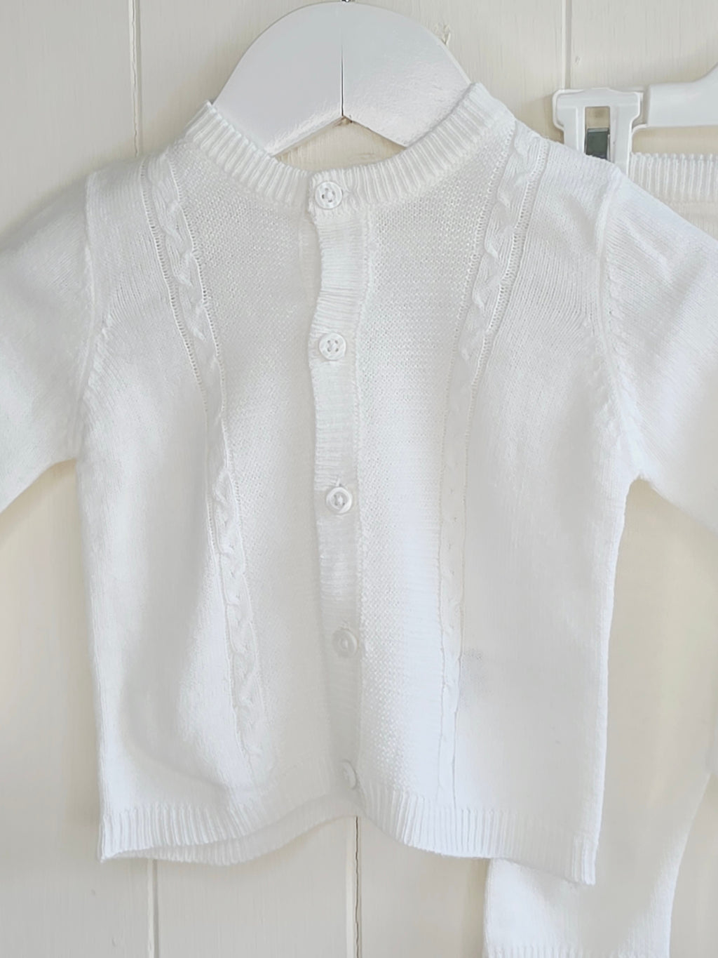 Rock A Bye Baby Boutique - 3-6 months girls knit white cardigan and bottom set
