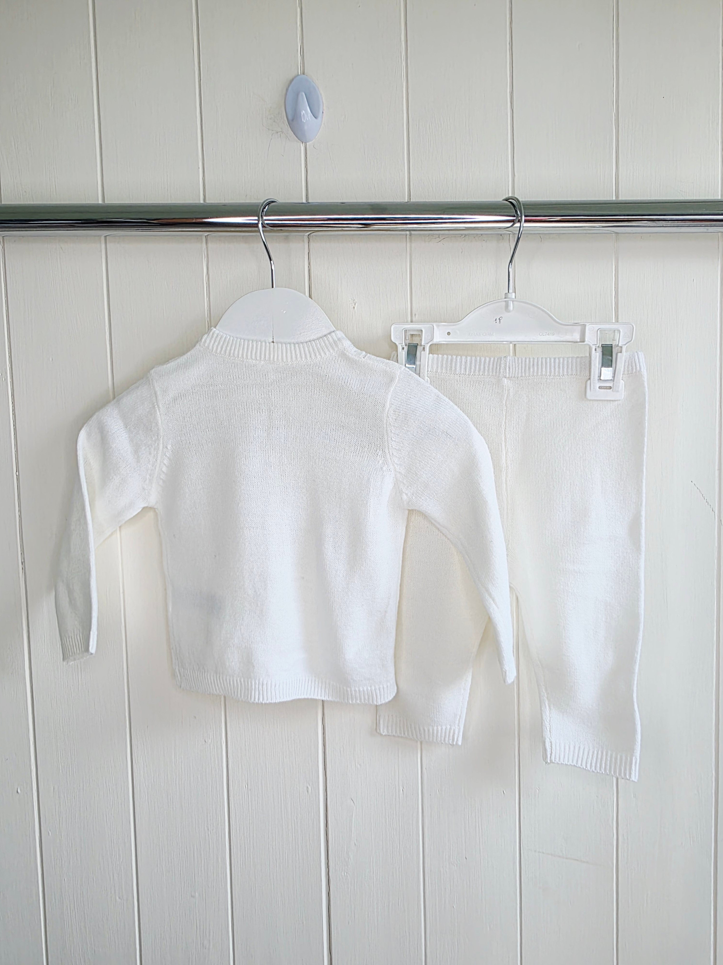 Rock A Bye Baby Boutique - 3-6 months girls knit white cardigan and bottom set