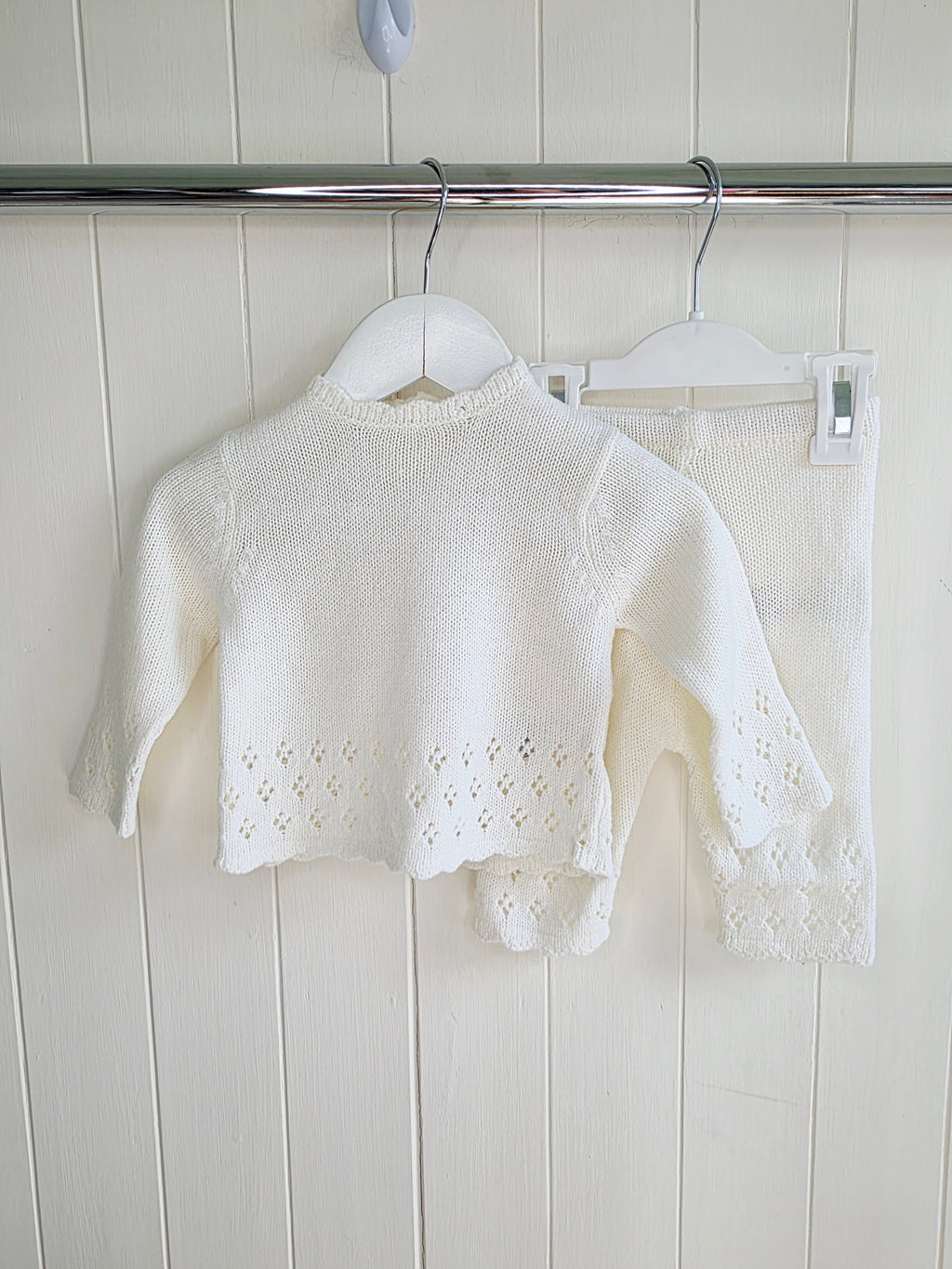 Rock A Bye Baby Boutique - 3-6 months girls off white knit jumpers and bottoms set