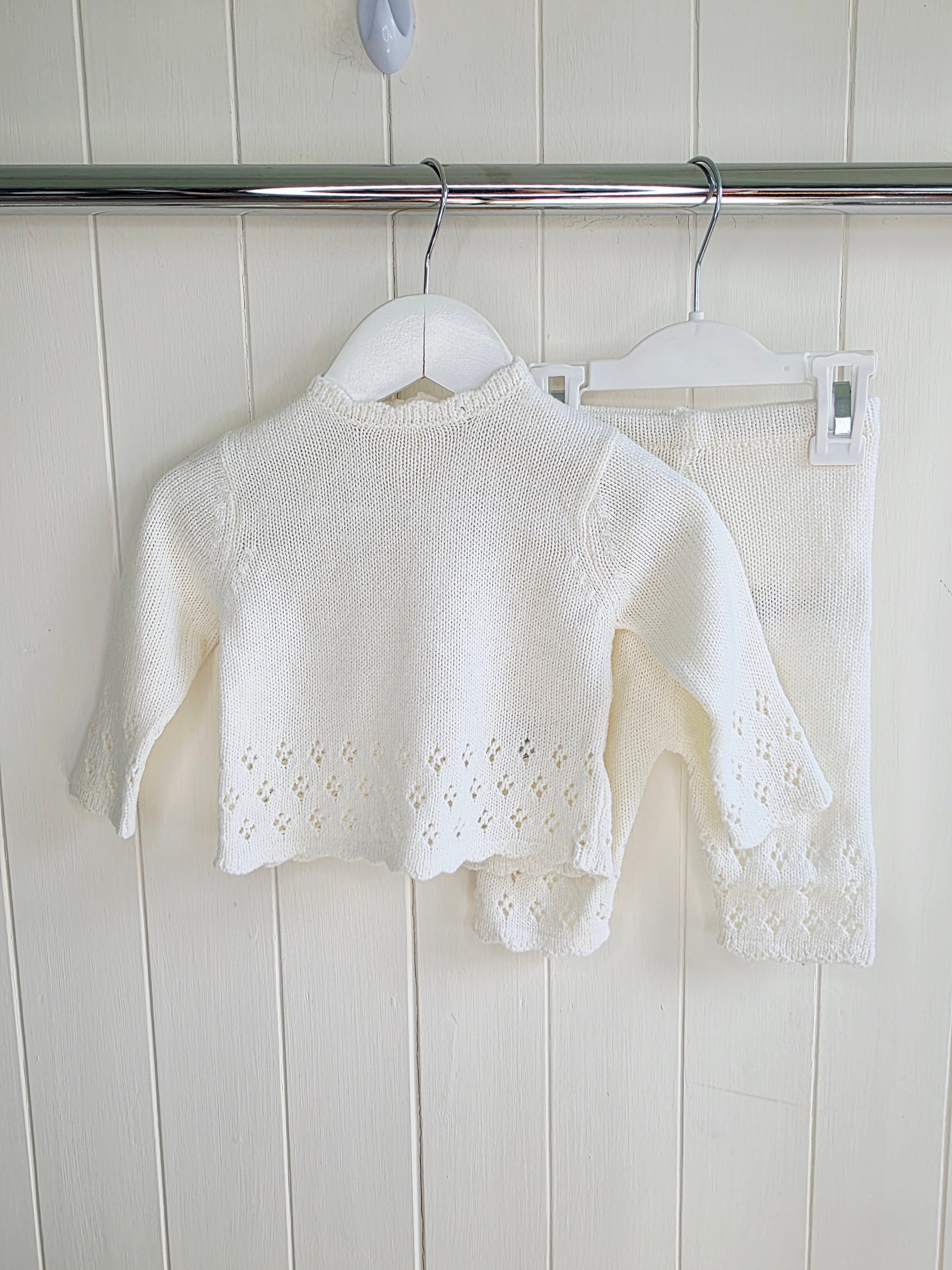 Rock A Bye Baby Boutique - 3-6 months girls off white knit jumpers and bottoms set